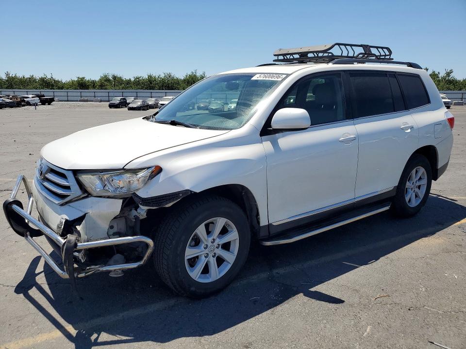 2013 Toyota Highlander VIN 5TDZK3EH9DS102109 COPART salvage auction — FRONT END, Ca - Salvage Certificate, sold $5,700 on 2026-07-16 (photo 1)