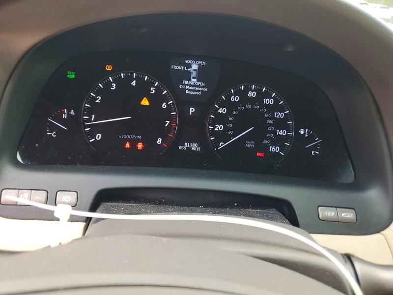 2012 Lexus Ls VIN JTHBL5EF9C5110030 COPART salvage auction — REAR END, Nc - Salvage Certificate Of Title, sold $4,300 on 2026-07-17 (photo 9)