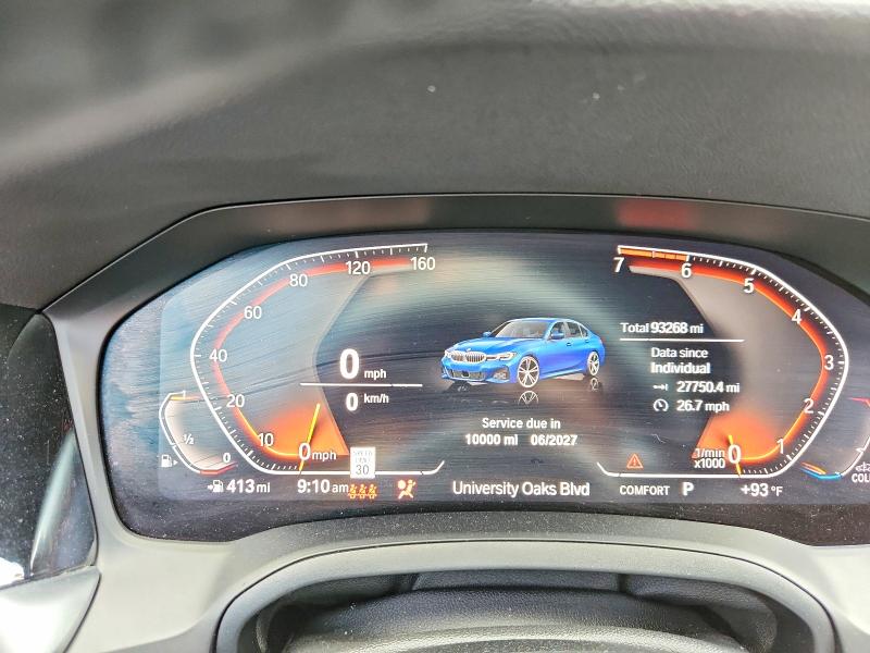2020 BMW 3er VIN WBA5R1C01LFH48898 COPART salvage auction — WATER/FLOOD, TX - SALVAGE TITLE-FLOOD DAMAGE, sold $8,800 on 2026-08-14 (photo 9)