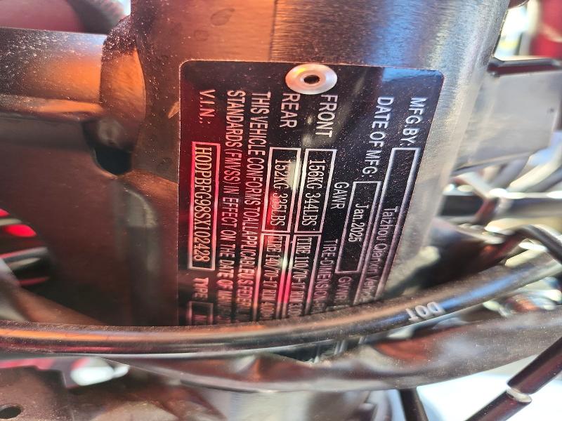 2025 Vitacci Gtx 250 ef VIN H0DPBFG98SX102428 COPART salvage auction — SIDE, TX - SALVAGE VEHICLE TITLE, sold $150 on 2026-07-21 (photo 9)