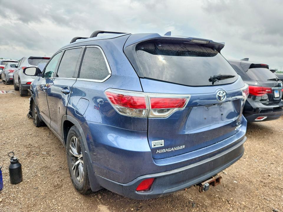 2016 Toyota Highlander VIN 5TDJKRFH5GS290243 COPART salvage auction — FRONT END, IL - SALVAGE CERTIFICATE, sold $5,300 on 2026-07-28 (photo 2)
