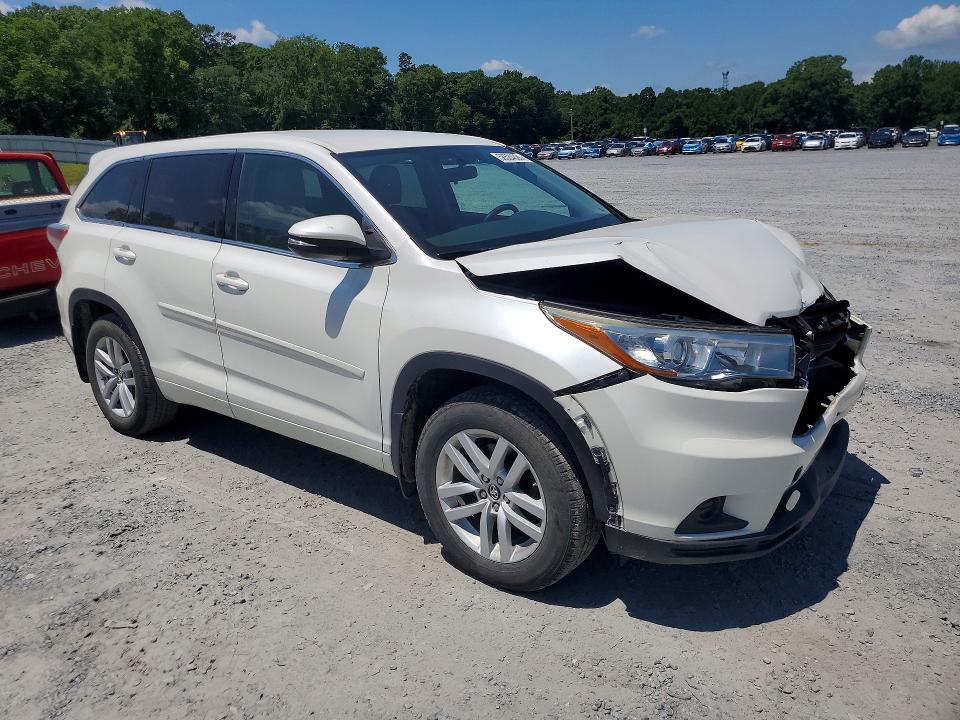 2016 Toyota Highlander VIN 5TDBKRFH7GS328270 COPART salvage auction — FRONT END, Nc - Salvage Certificate Of Title, sold $300 on 2026-07-29 (photo 4)