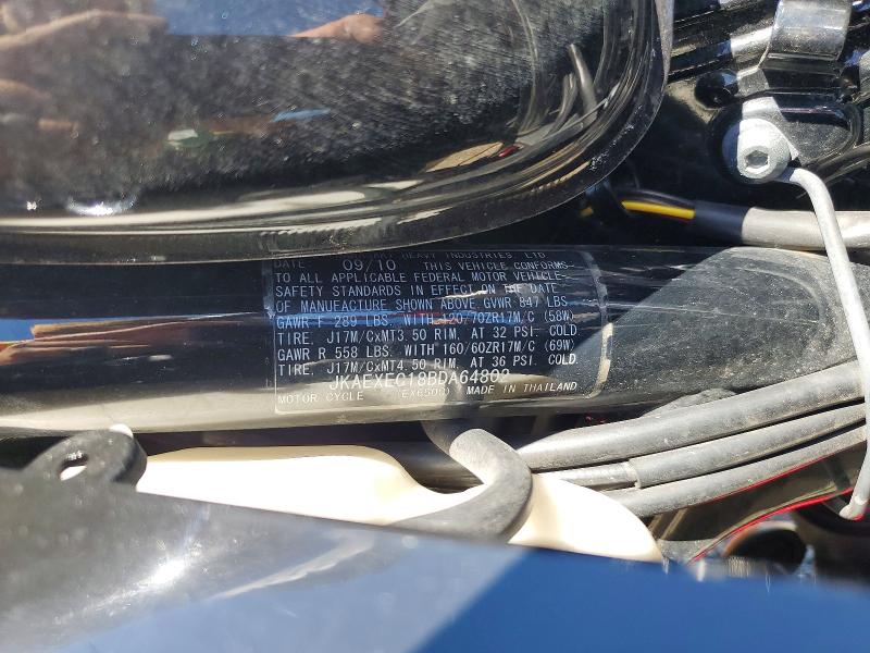 2011 Kawasaki Er VIN JKAEXEC18BDA64802 COPART salvage auction — SIDE, IL - SALVAGE CERTIFICATE, sold $1,100 on 2026-07-29 (photo 9)