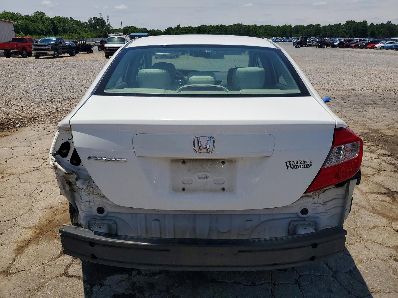 2012 Honda Civic VIN 19XFB2F53CE109809 COPART salvage auction — Rear End, TN - SALVAGE CERTIFICATE, sold $3,750 on 2026-07-09 (photo 6)