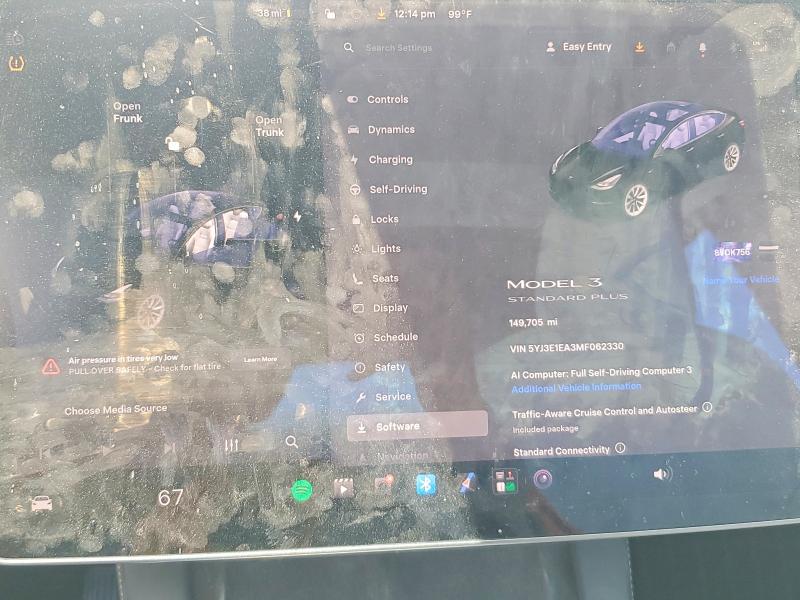 2021 Tesla Model 3 VIN 5YJ3E1EA3MF062330 COPART salvage auction — SIDE, Ca - Salvage Certificate, sold $4,150 on 2026-07-06 (photo 9)