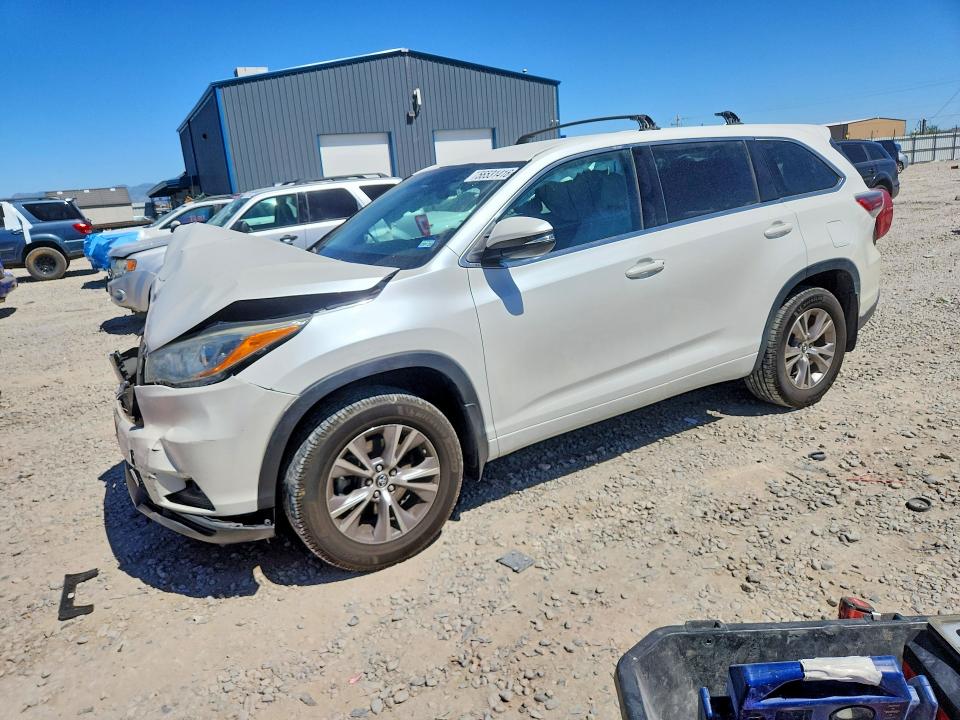 2016 Toyota Highlander VIN 5TDZKRFH9GS177527 COPART salvage auction — FRONT END, UT - SALVAGE CERTIFICATE, sold $3,300 on 2026-07-24 (photo 1)