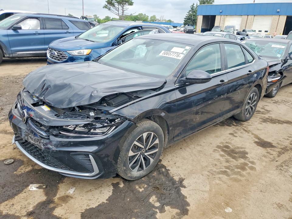 2025 Volkswagen Jetta VIN 3VW5X7BU1SM018871 COPART salvage auction — FRONT END, MI - CERTIFICATE OF TITLE, sold $7,900 on 2026-07-27 (photo 1)