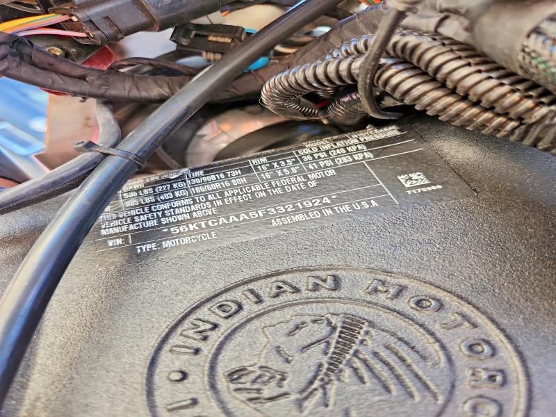 2015 Indian Chieftain VIN 56KTCAAA5F3321924 COPART salvage auction — ALL OVER, Mo - Salvage Certificate Of Title, sold $7,000 on 2026-08-13 (photo 9)