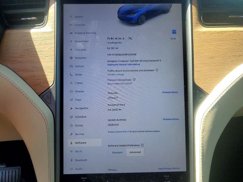 2021 Tesla Model x VIN 5YJXCBE24MF323339 COPART salvage auction — REAR END, Ca - Salvage Certificate, sold $14,400 on 2026-07-15 (photo 9)