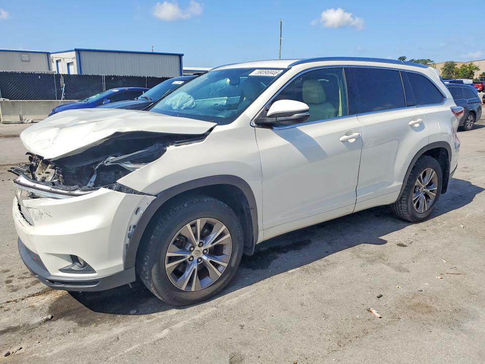 2014 Toyota Highlander VIN 5TDJKRFH3ES016326 COPART salvage auction — FRONT END, FL - CERTIFICATE OF TITLE (P), sold $4,300 on 2026-07-02 (photo 1)