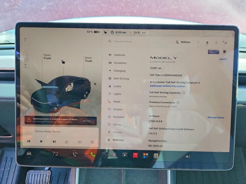 2026 Tesla VIN 7SAYGDED8TA445450 COPART salvage auction — REAR END, Ga - Cert Of Title-Salvage, sold $3,150 on 2026-07-23 (photo 9)