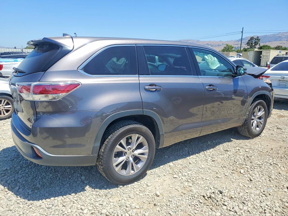 2015 Toyota Highlander VIN 5TDZKRFHXFS045908 COPART salvage auction — FRONT END, Ca - Salvage Certificate, sold $4,000 on 2026-07-07 (photo 3)