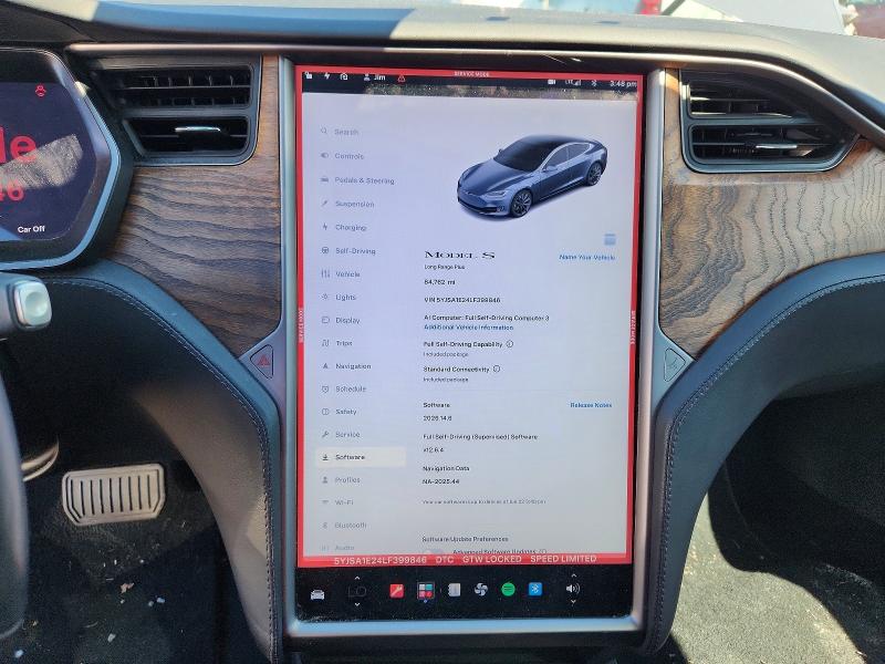 2020 Tesla VIN 5YJSA1E24LF399846 COPART salvage auction — FRONT END, Il - Salvage Certificate, sold $13,400 on 2026-07-16 (photo 9)