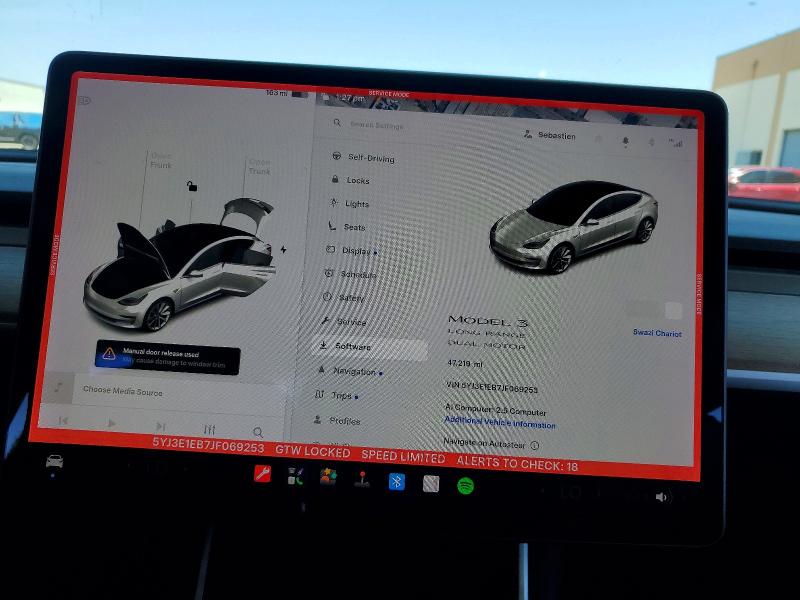 2018 Tesla Model 3 VIN 5YJ3E1EB7JF069253 COPART salvage auction — FRONT END, Ca - Salvage Certificate, sold $7,000 on 2026-07-28 (photo 9)
