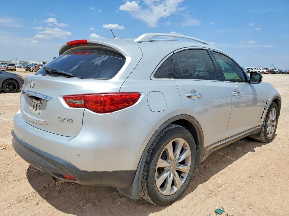 2014 Infiniti Qx70 VIN JN8CS1MU4EM450247 COPART salvage auction — FRONT END, Tx - Salvage Vehicle Title, sold $2,150 on 2026-07-22 (photo 3)