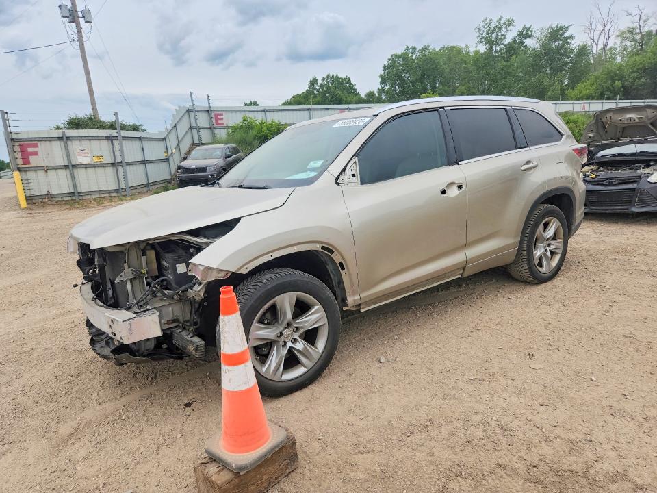 2014 Toyota Highlander VIN 5TDYKRFH6ES031126 COPART salvage auction — FRONT END, Salvage Title, sold $250 on 2026-07-29 (photo 1)