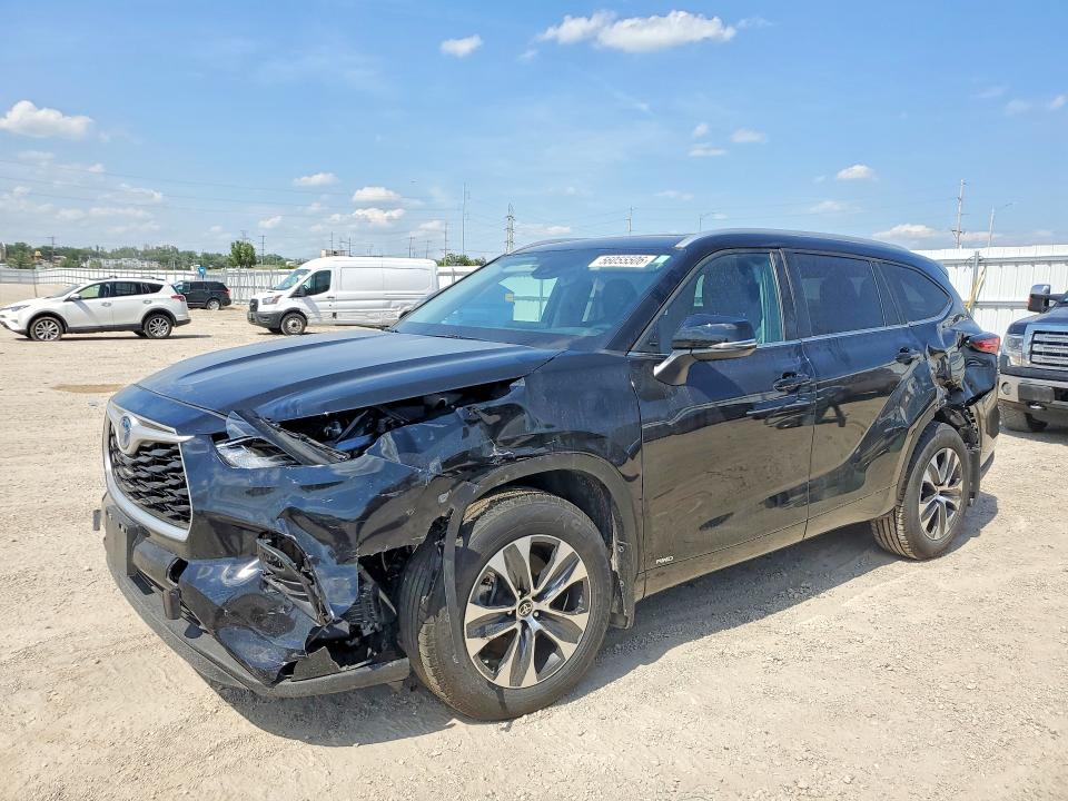 2023 Toyota Highlander VIN 5TDKBRCH0PS585789 COPART salvage auction — FRONT END, Ia - Cert Of Title-Salvage Title, sold $16,000 on 2026-07-15 (photo 1)