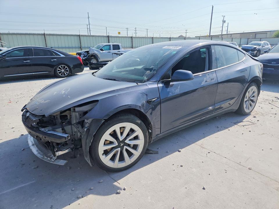 2022 Tesla Model 3 VIN 5YJ3E1EB9NF163933 COPART salvage auction — REAR END, Tx - Salvage Vehicle Title, sold $6,900 on 2026-07-31 (photo 1)