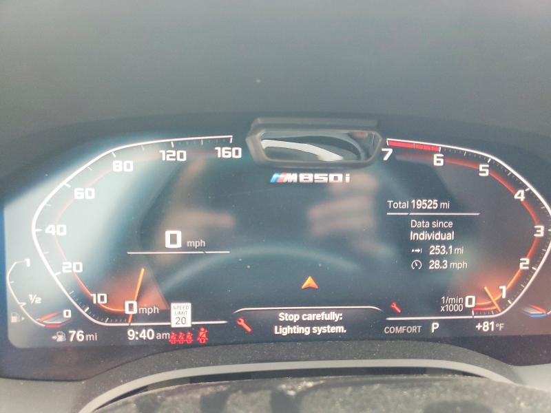 2022 BMW M8 VIN WBAGV8C03NCK22206 COPART salvage auction — FRONT END, In - Cert Of Title-Salvage Title, sold $10,500 on 2026-07-30 (photo 9)