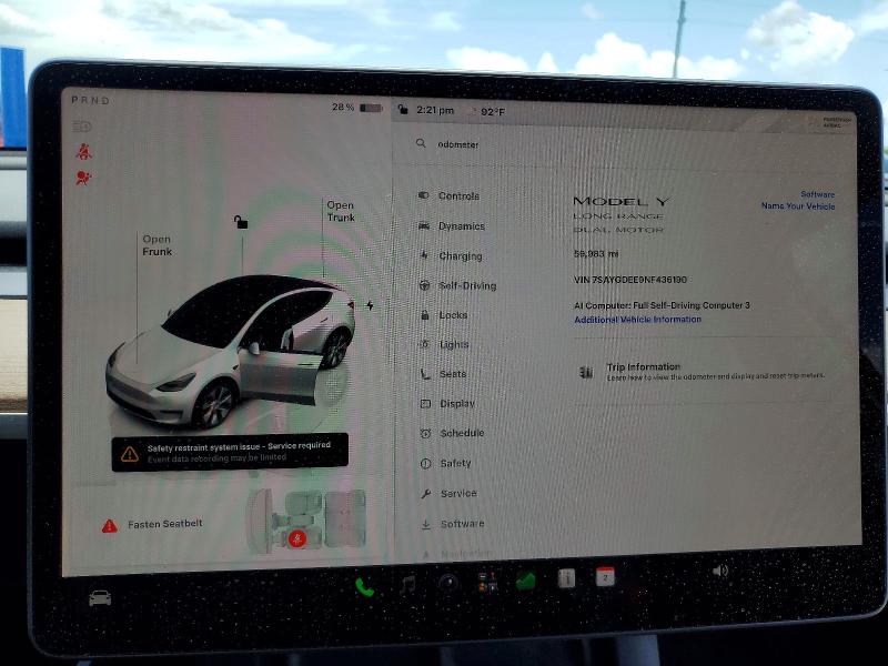 2022 Tesla VIN 7SAYGDEE9NF436190 COPART salvage auction — SIDE, Tx - Salvage Vehicle Title, sold $8,900 on 2026-07-27 (photo 9)