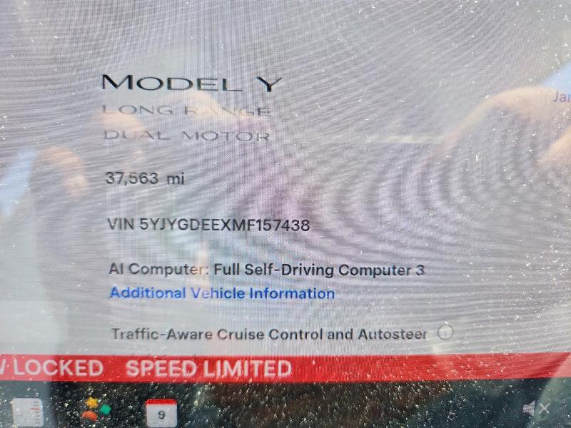 2021 Tesla Model y VIN 5YJYGDEEXMF157438 COPART salvage auction — REAR END, CA - SALVAGE CERTIFICATE, sold $500 on 2026-07-28 (photo 9)