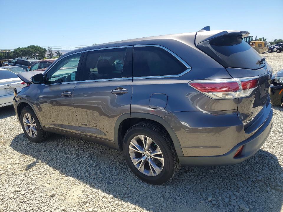 2015 Toyota Highlander VIN 5TDZKRFHXFS045908 COPART salvage auction — FRONT END, Ca - Salvage Certificate, sold $4,000 on 2026-07-07 (photo 2)