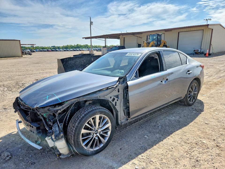 2018 Infiniti Q50 VIN JN1EV7AR0JM437572 COPART salvage auction — FRONT END, Tx - Salvage Vehicle Title, sold $3,700 on 2026-07-15 (photo 1)