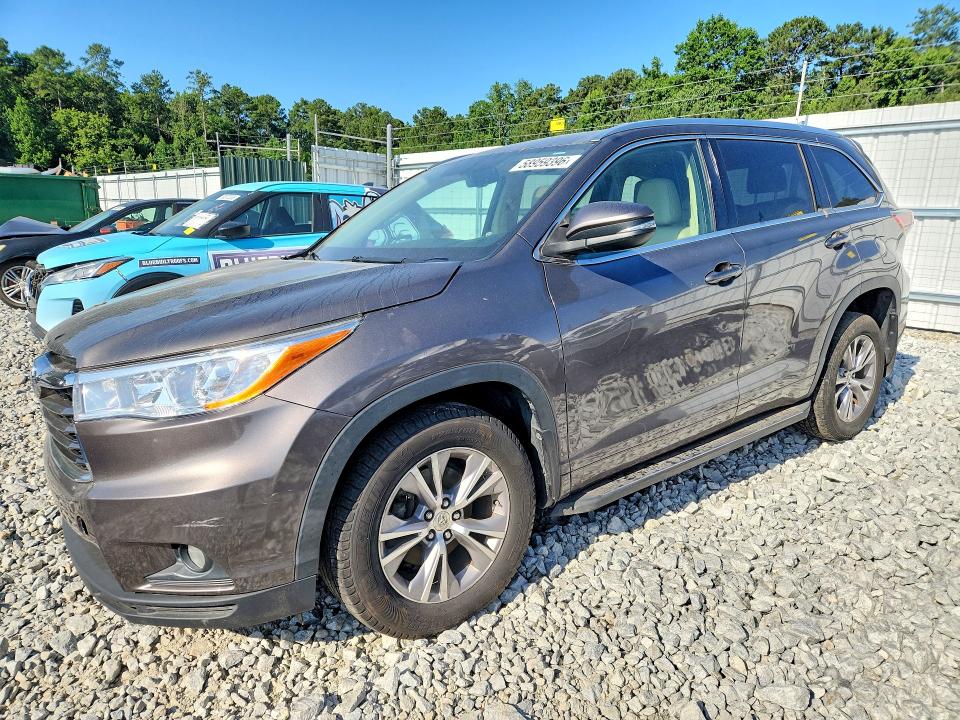 2014 Toyota Highlander VIN 5TDJKRFH5ES039042 COPART salvage auction — FRONT END, GA - CERT OF TITLE-SALVAGE, sold $4,050 on 2026-07-30 (photo 1)