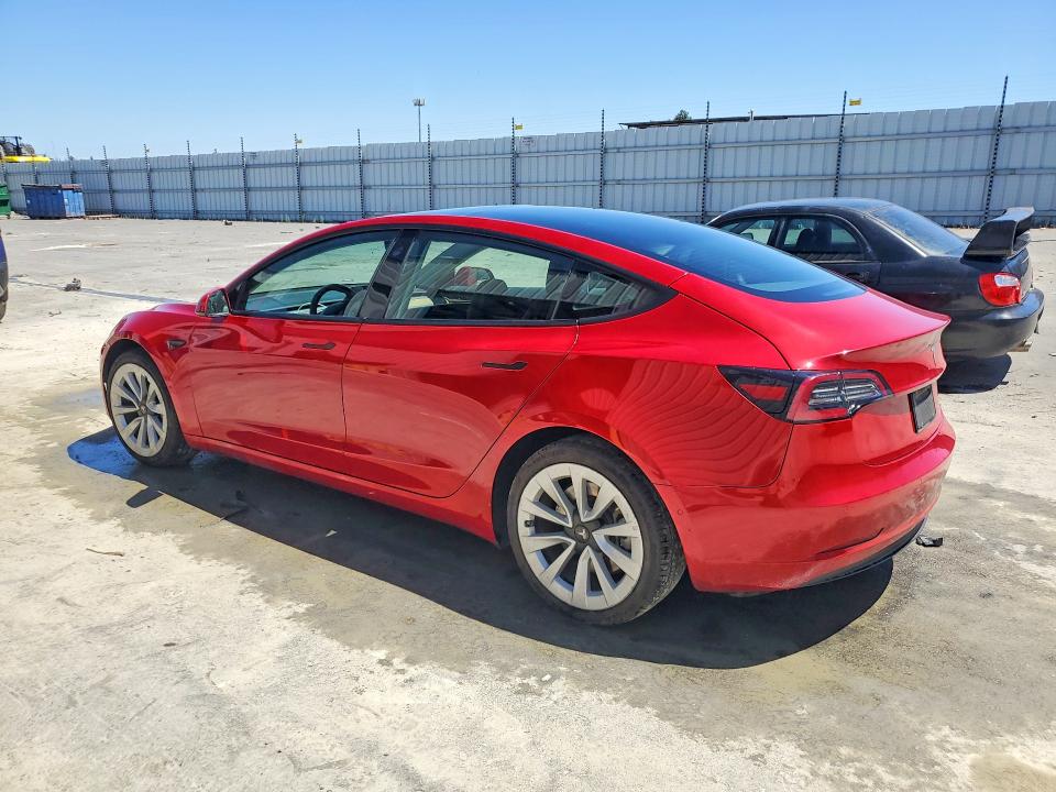 2022 Tesla Model 3 VIN 5YJ3E1EA3NF186793 COPART salvage auction — MECHANICAL, CA - CERTIFICATE OF TITLE, sold $6,600 on 2026-07-08 (photo 2)