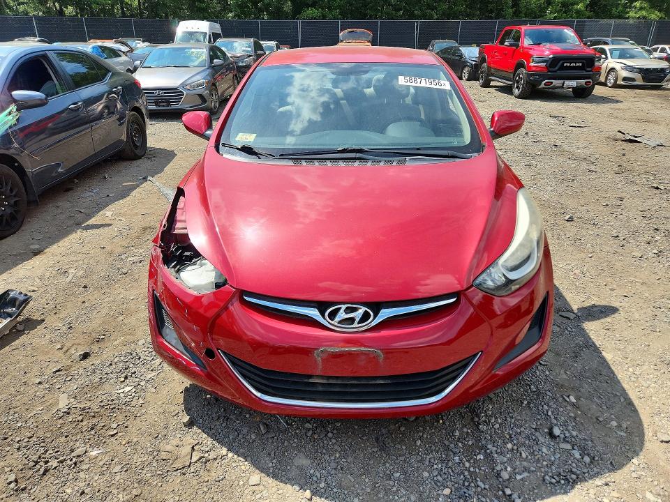 2016 Hyundai Elantra VIN KMHDH4AE2GU489687 COPART salvage auction — FRONT END, Md - Cert Of Salvage > 75% Damage, sold $2,200 on 2026-07-31 (photo 5)