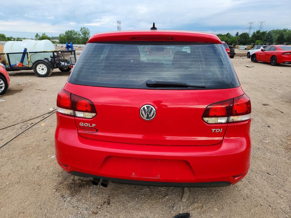 2013 Volkswagen Golf VIN WVWDM7AJ0DW106490 COPART salvage auction — ROOF, IL - SALVAGE CERTIFICATE, sold $1,500 on 2026-07-28 (photo 6)
