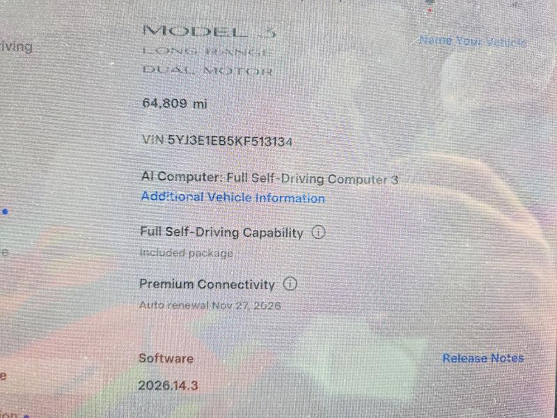 2019 Tesla Model 3 VIN 5YJ3E1EB5KF513134 COPART salvage auction — SIDE, Ca - Salvage Certificate, sold $7,500 on 2026-07-02 (photo 9)