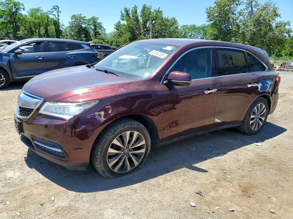 2016 Acura Mdx VIN 5FRYD4H49GB053974 COPART salvage auction — SIDE, Va - Certificate Of Title, sold $3,900 on 2026-07-03 (photo 1)