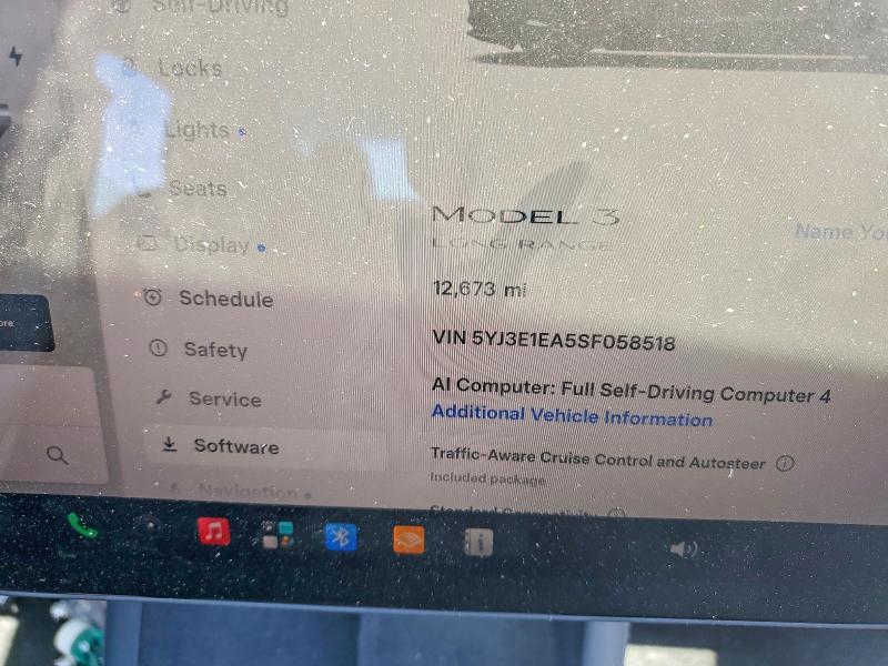 2025 Tesla VIN 5YJ3E1EA5SF058518 COPART salvage auction — FRONT END, CA - SALVAGE CERTIFICATE, sold $8,200 on 2026-07-13 (photo 9)