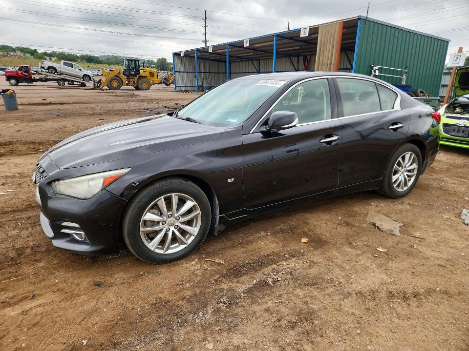 2014 Infiniti Q50 VIN JN1BV7AR3EM691334 COPART salvage auction — HAIL, Co - Dis/Dlr/Exp Only Clean Title, sold $400 on 2026-07-13 (photo 1)