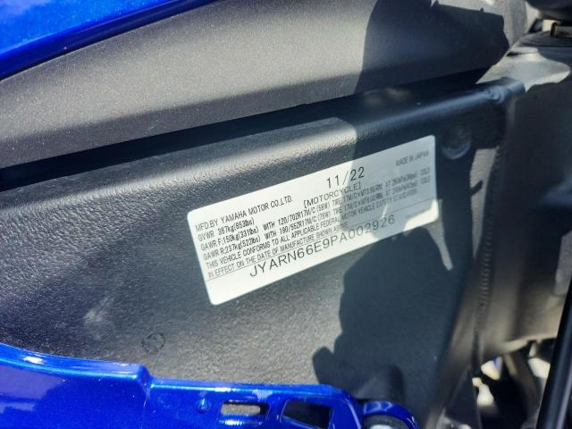 2023 Yamaha VIN JYARN66E9PA002926 COPART salvage auction — FRONT END, Nc - Salvage Certificate Of Title, sold $1,450 on 2026-07-30 (photo 9)
