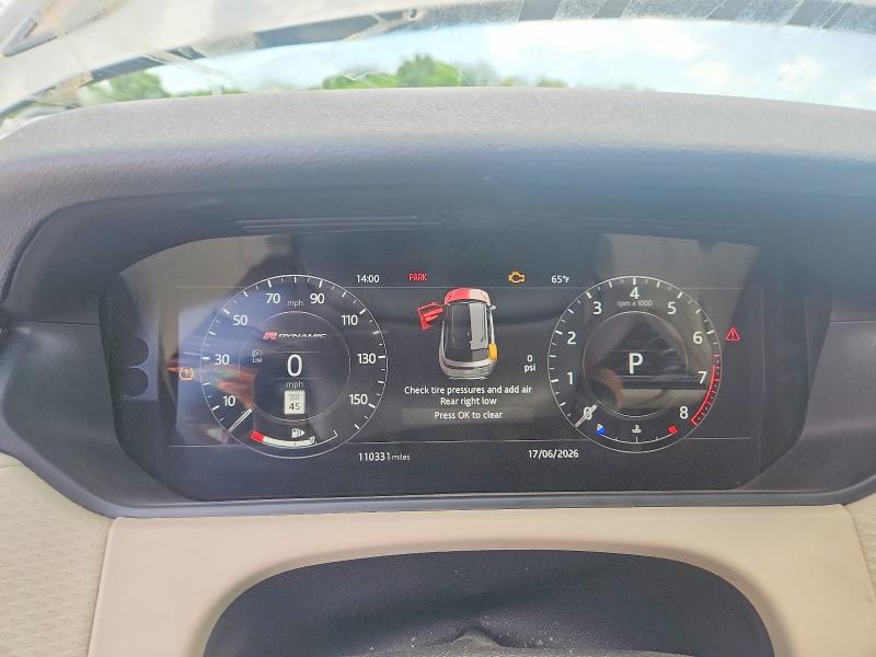2018 Land rover RANGE ROVER VIN SALYL2RX5JA752108 COPART salvage auction — MECHANICAL, Wv - Certificate Of Title (P), sold $13,200 on 2026-07-21 (photo 9)