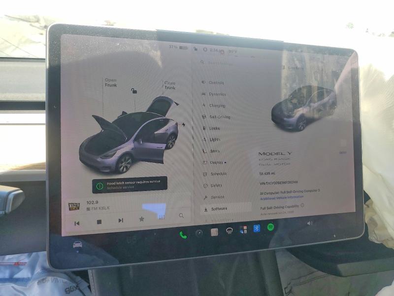2021 Tesla Model y VIN 5YJYGDEE1MF263146 COPART salvage auction — FRONT END, CA - SALVAGE CERTIFICATE, sold $4,100 on 2026-07-14 (photo 9)