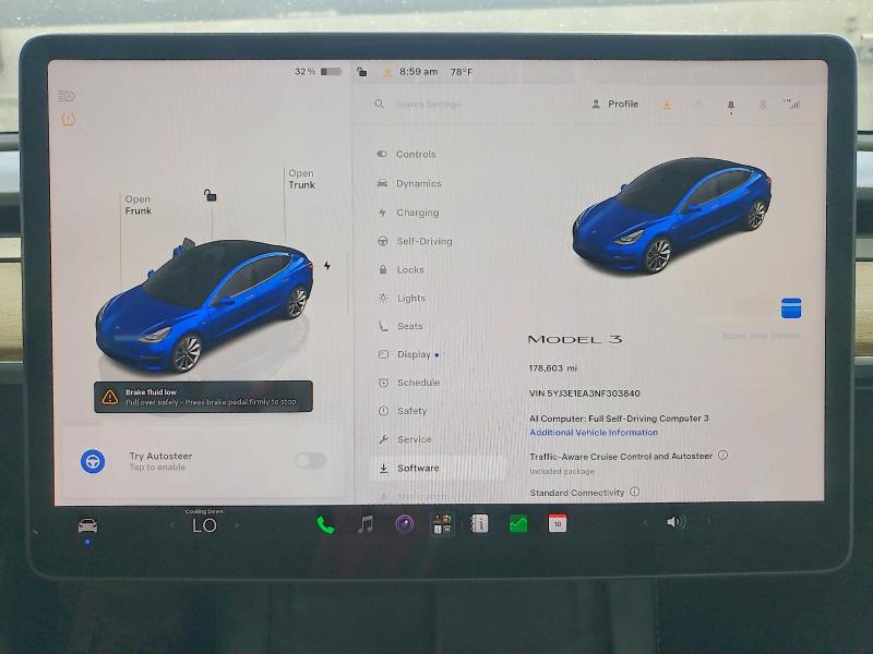 2022 Tesla Model 3 VIN 5YJ3E1EA3NF303840 COPART salvage auction — UNDERCARRIAGE, Il - Salvage Certificate, sold $3,650 on 2026-07-20 (photo 9)