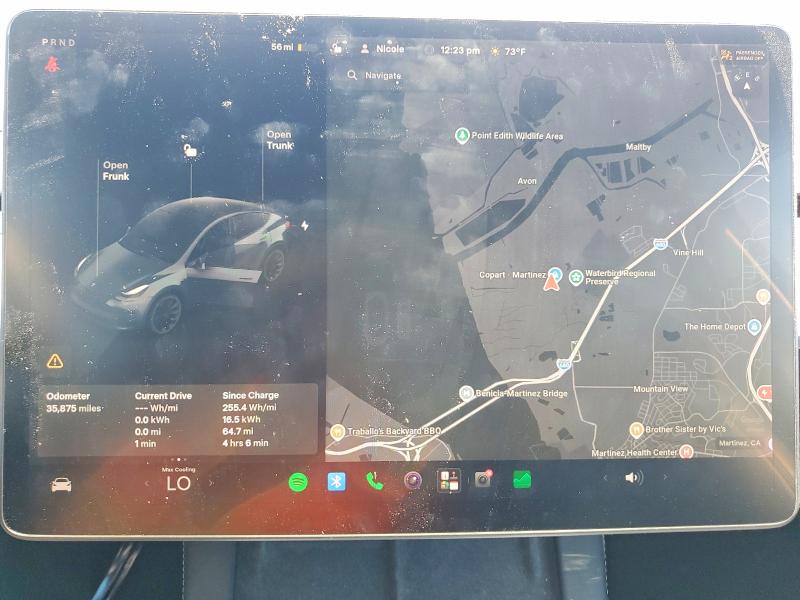 2022 Tesla Model y VIN 7SAYGDEE9NF328488 COPART salvage auction — FRONT END, CA - SALVAGE CERTIFICATE, sold $12,800 on 2026-08-03 (photo 9)