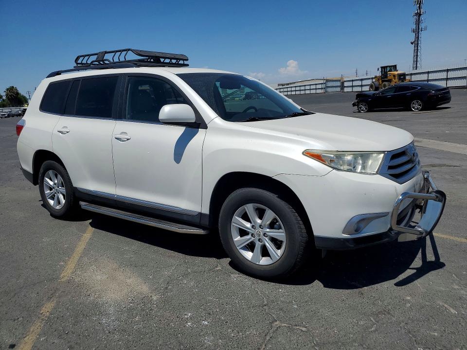 2013 Toyota Highlander VIN 5TDZK3EH9DS102109 COPART salvage auction — FRONT END, Ca - Salvage Certificate, sold $5,700 on 2026-07-16 (photo 4)