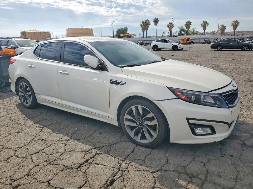 2015 Kia Optima VIN 5XXGR4A63FG402228 COPART salvage auction — FRONT END, Ca - Dis/Dlr/Exp Only Clean Title (P), sold $1,800 on 2026-07-09 (photo 4)