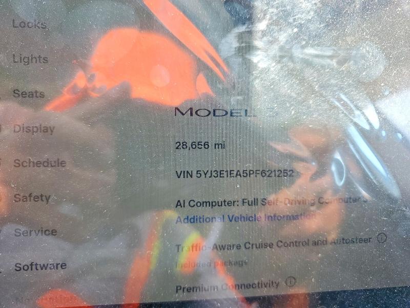 2023 Tesla Model 3 VIN 5YJ3E1EA5PF621252 COPART salvage auction — FRONT END, Ca - Salvage Certificate, sold $1,600 on 2026-07-13 (photo 9)