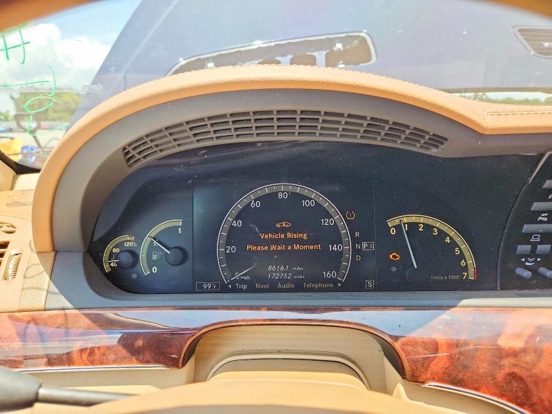 2008 Mercedes-benz S class VIN WDDNG86X18A229643 COPART salvage auction — FRONT END, Fl - Certificate Of Title, sold $750 on 2026-07-22 (photo 9)