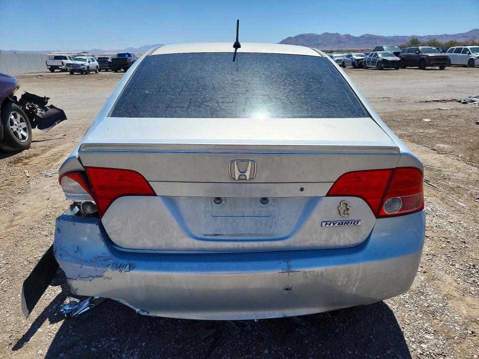 2006 Honda Civic hybrid VIN JHMFA36206S024201 COPART salvage auction — REAR END, NV - SALVAGE TITLE, sold $125 on 2026-07-16 (photo 6)