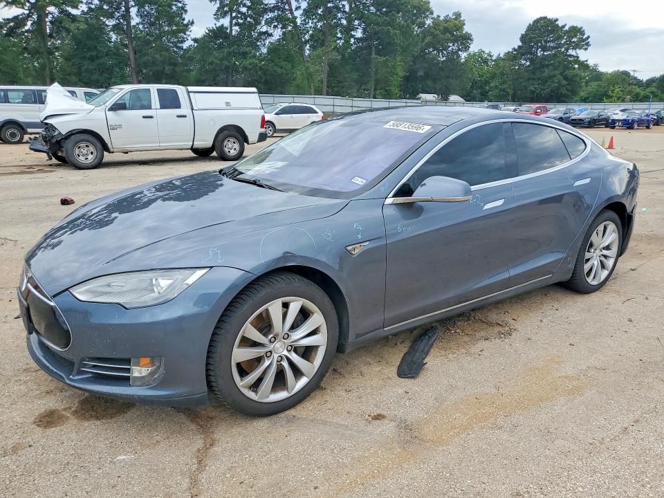 2014 Tesla VIN 5YJSA1H11EFP32154 COPART salvage auction — REAR END, TX - SALVAGE VEHICLE TITLE (P), sold $2,300 on 2026-07-27 (photo 1)