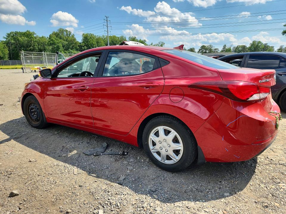 2016 Hyundai Elantra VIN KMHDH4AE2GU489687 COPART salvage auction — FRONT END, Md - Cert Of Salvage > 75% Damage, sold $2,200 on 2026-07-31 (photo 2)