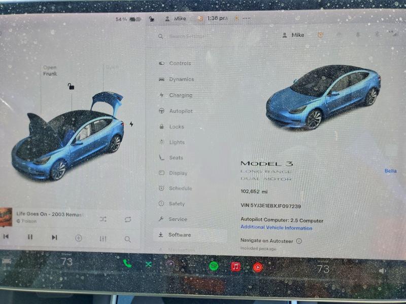 2018 Tesla VIN 5YJ3E1EBXJF097239 COPART salvage auction — FRONT END, CA - SALVAGE CERTIFICATE, sold $5,500 on 2026-07-28 (photo 9)
