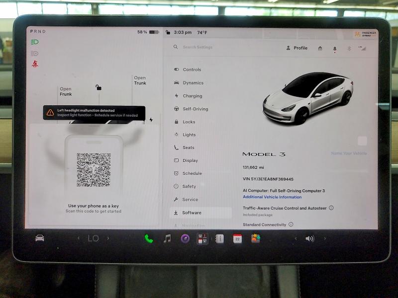 2022 Tesla Model 3 VIN 5YJ3E1EA8NF369445 COPART salvage auction — UNDERCARRIAGE, IL - SALVAGE CERTIFICATE, sold $6,000 on 2026-07-29 (photo 9)