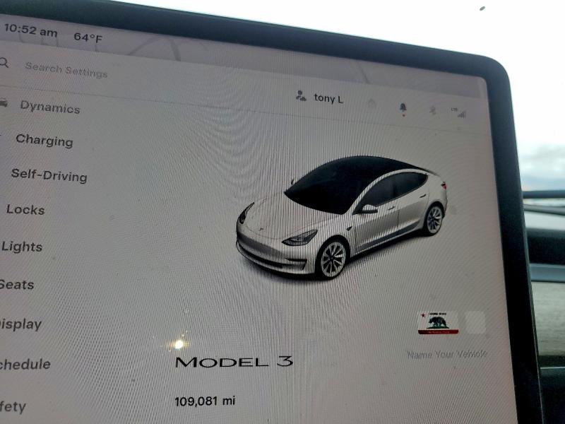 2022 Tesla Model 3 VIN 5YJ3E1EA5NF370178 COPART salvage auction — FRONT END, Ca - Certificate Of Title, sold $11,300 on 2026-07-06 (photo 9)